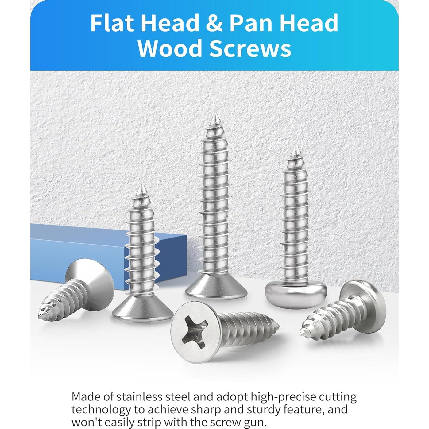 Juego de Tornillos de Madera DIVANC 820PCS M3 M4 M5 M6 Acero Inox