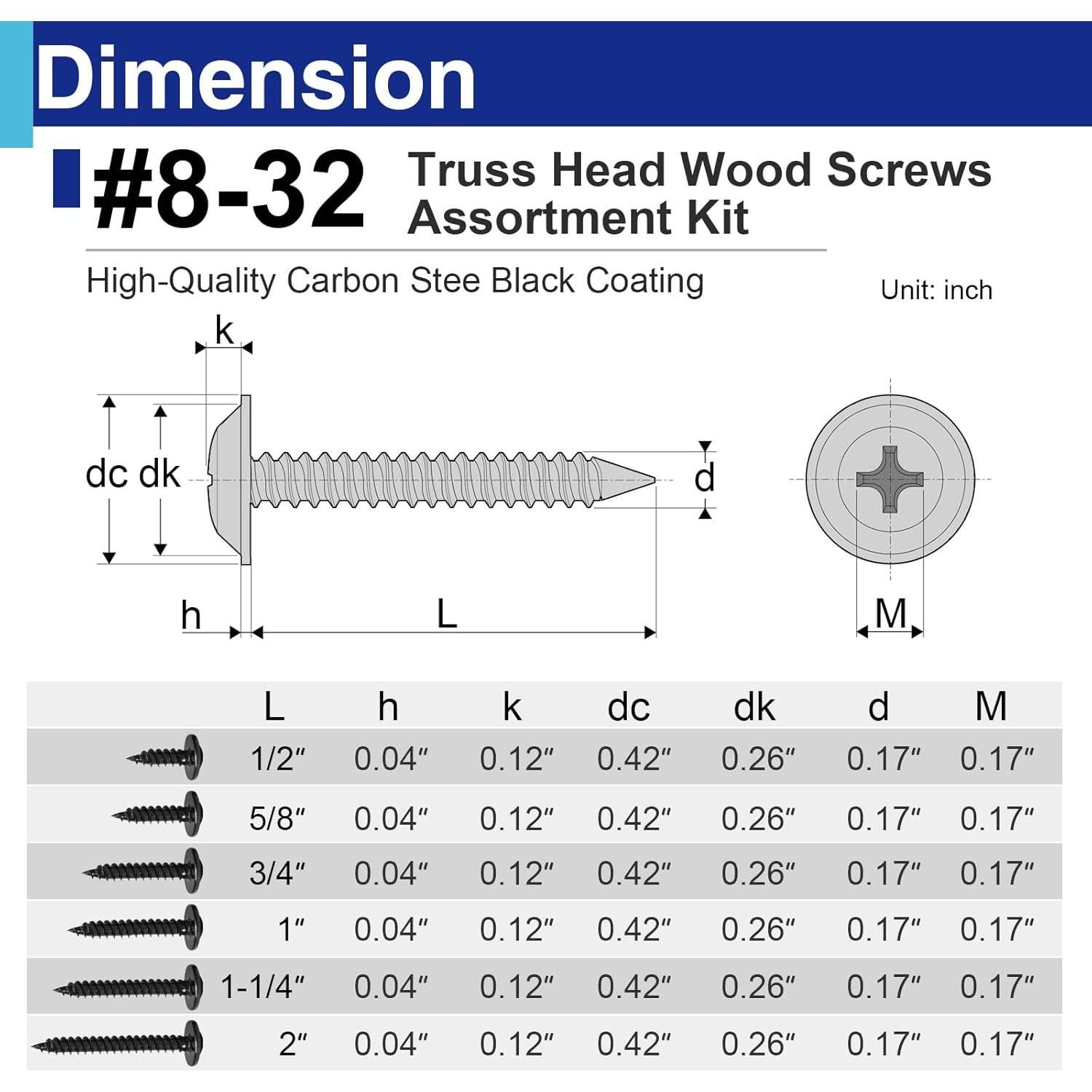 Kit de Tornillos Autoperforantes de Madera Usdrwam 170 PCS