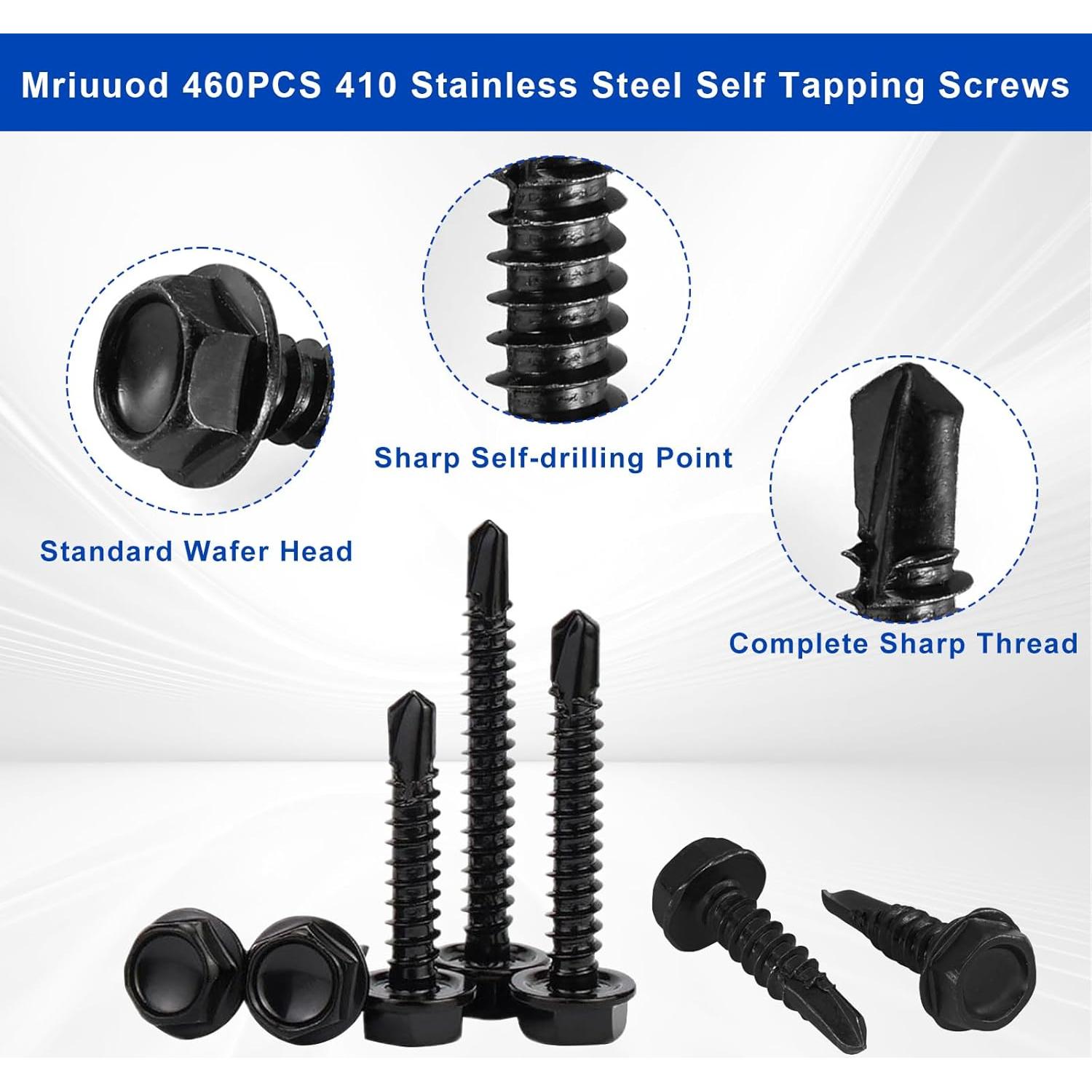 Kit de Tornillos Autoperforantes Mriuuod 460PCS Acero Inoxidable