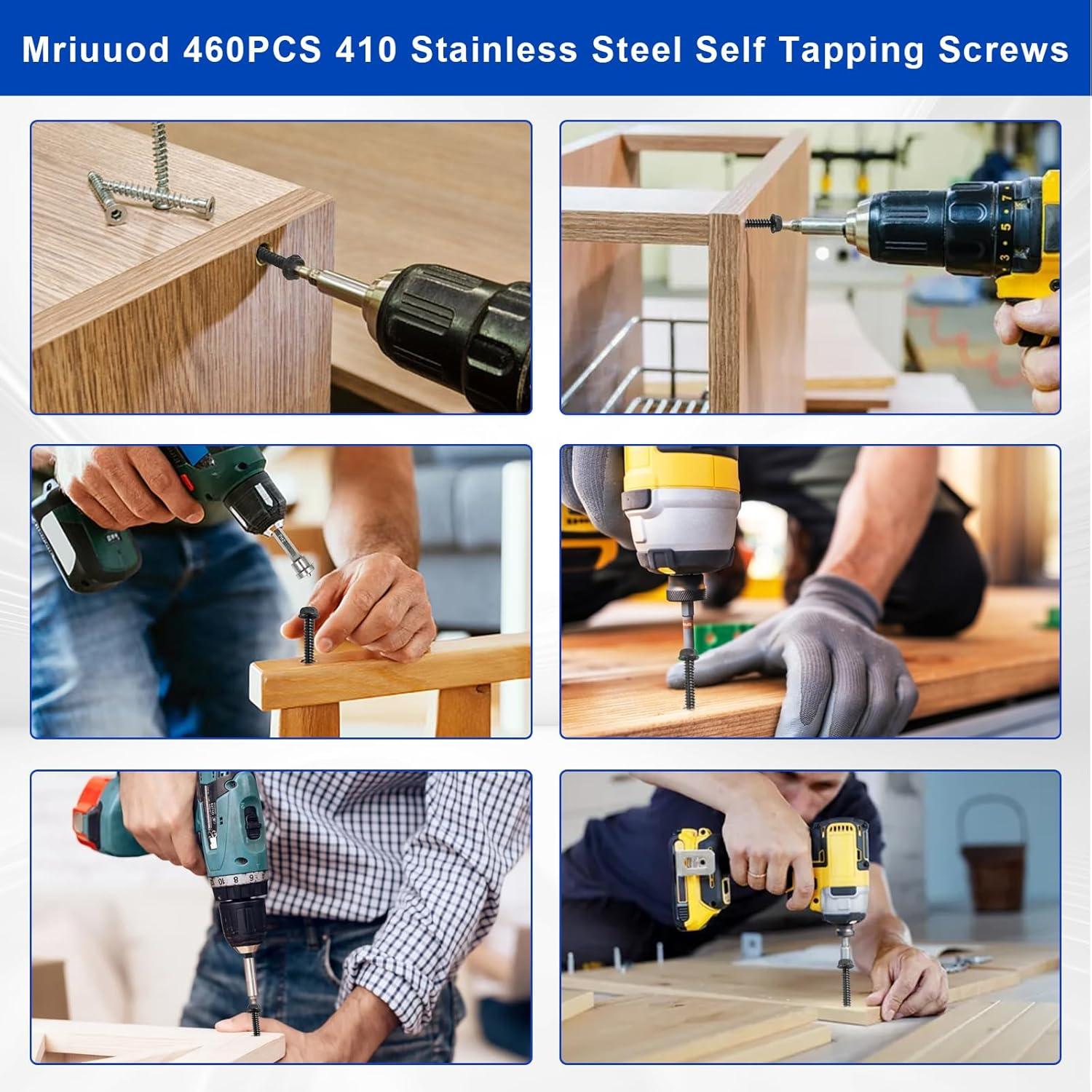 Kit de Tornillos Autoperforantes Mriuuod 460PCS Acero Inoxidable