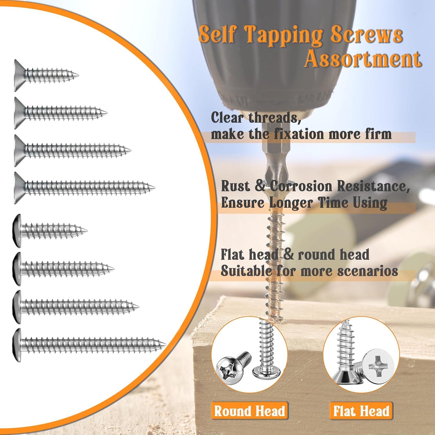 Kit de Tornillos de Madera 1200 PCS Dianrui M3/M4/M5/M6 Acero Inoxidable