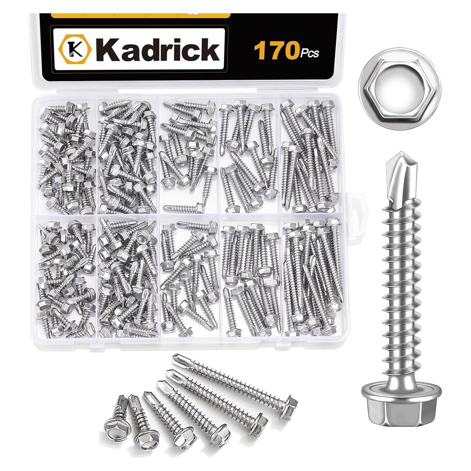 Kit de Tornillos Autoperforantes Kadrick 170 Piezas Acero Inoxidable