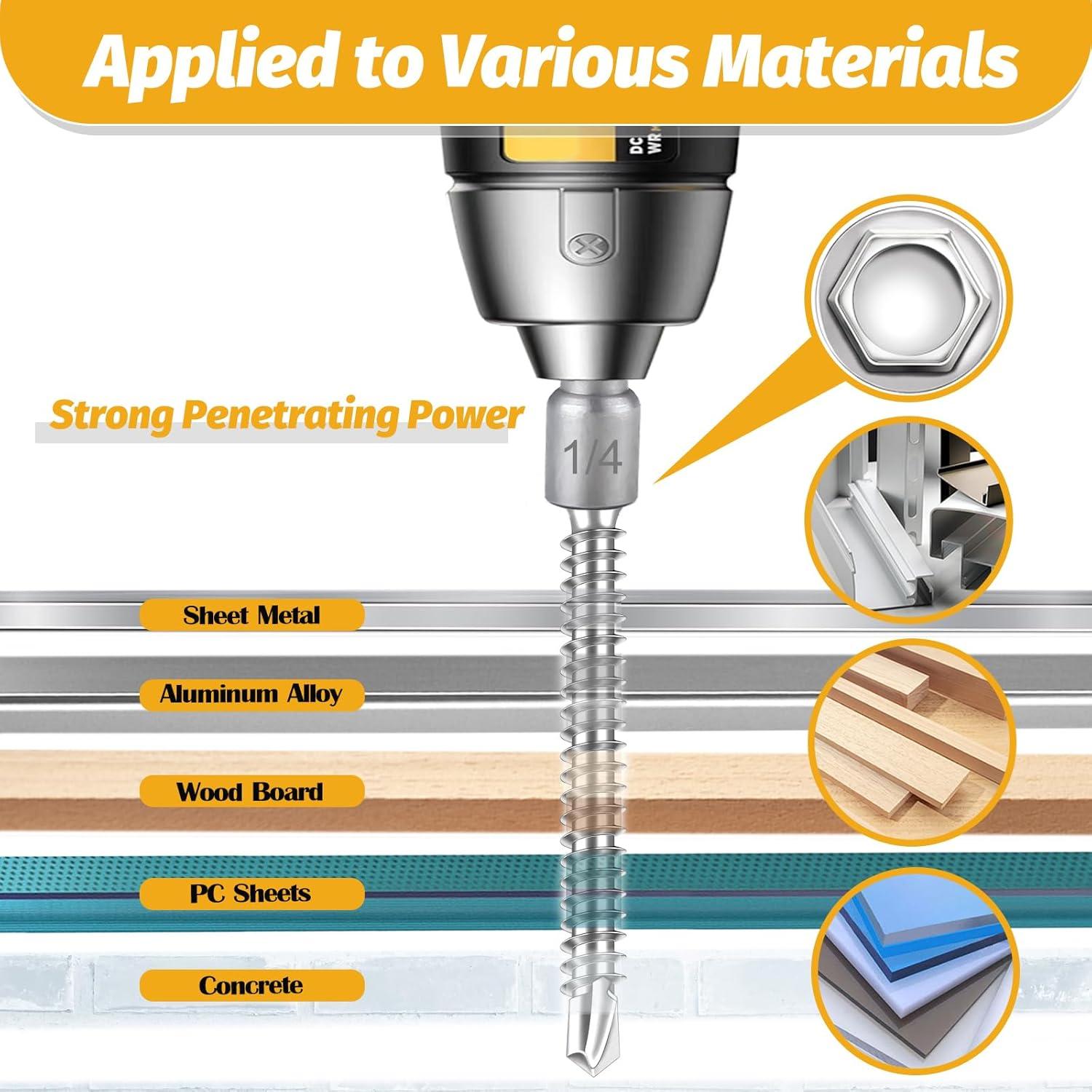 Kit de Tornillos Autoperforantes Kadrick 170 Piezas Acero Inoxidable