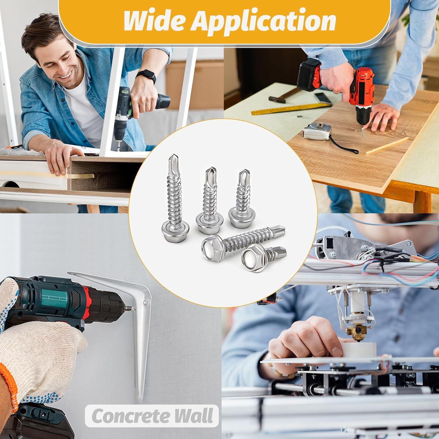 Kit de Tornillos Autoperforantes Kadrick 170 Piezas Acero Inoxidable