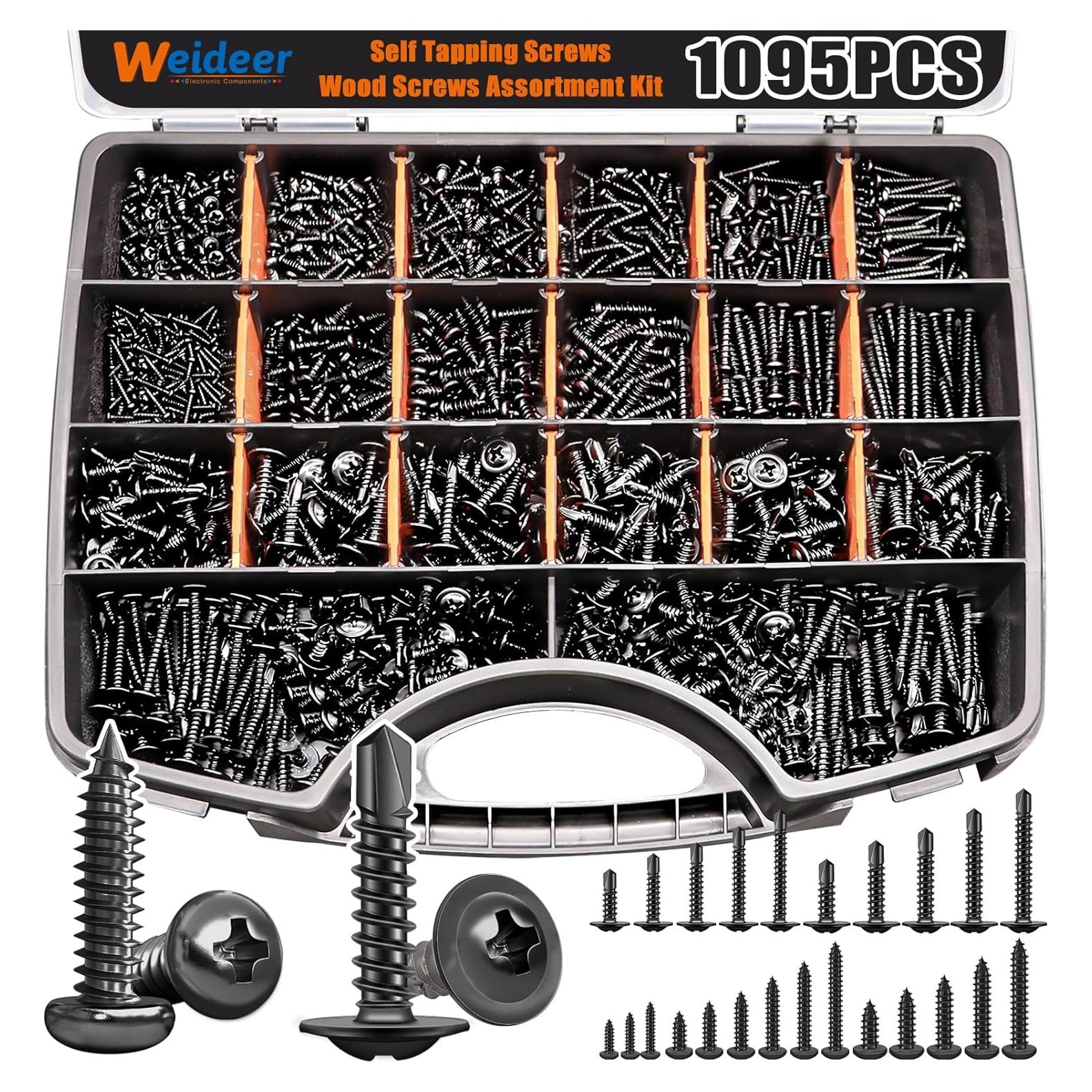 Kit de Tornillos Autoperforantes Weideer 1095 Piezas Acero Inoxidable