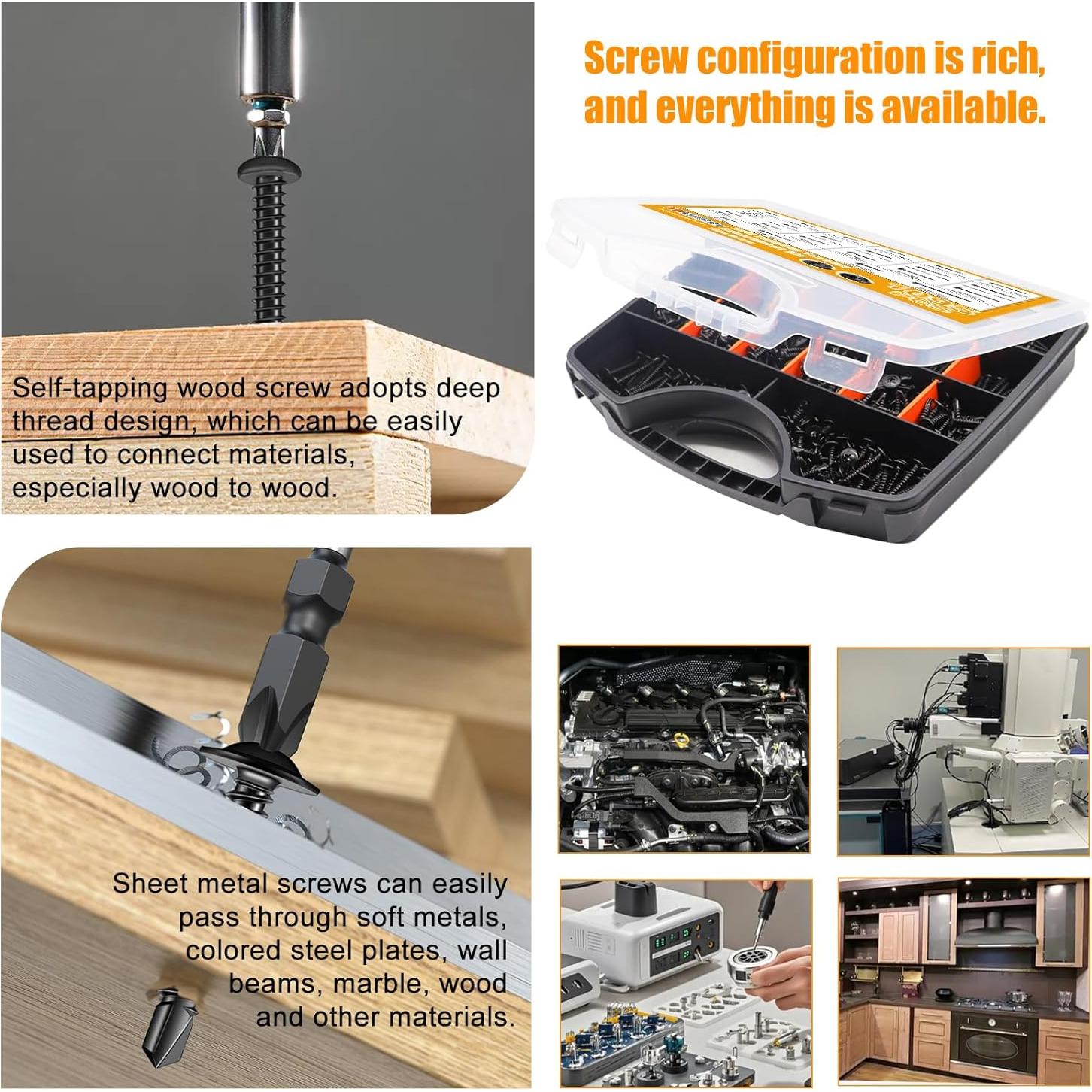 Kit de Tornillos Autoperforantes Weideer 1095 Piezas Acero Inoxidable