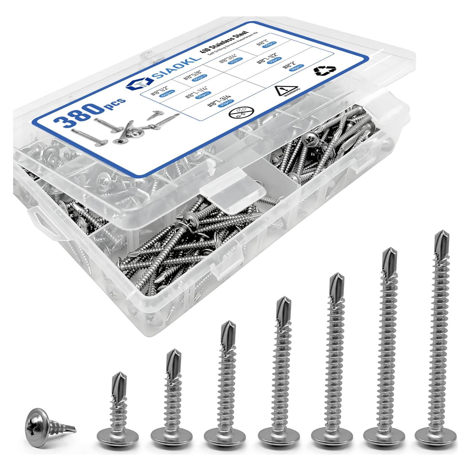 Kit de 380 Tornillos Autoperforantes SIAOKL Acero Inoxidable 410