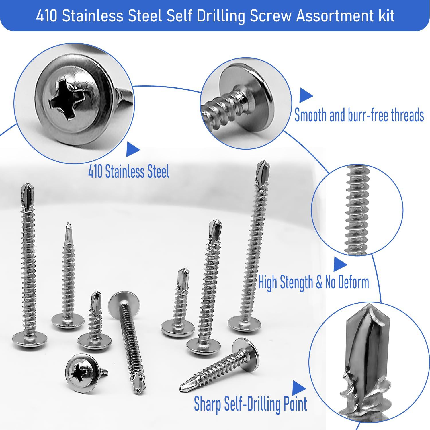 Kit de 380 Tornillos Autoperforantes SIAOKL Acero Inoxidable 410