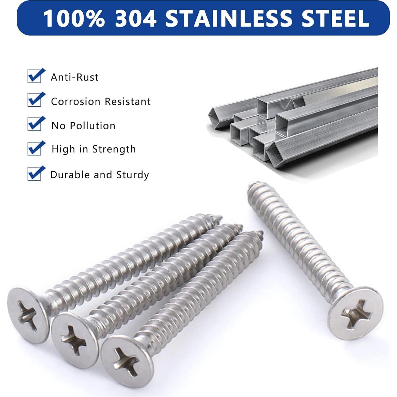 Conjunto de Tornillos de Madera JROUTH 530 Pcs Acero Inoxidable