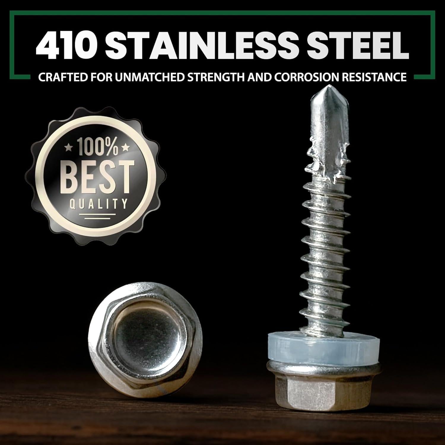 150 Tornillos Autoperforantes Acero Inoxidable Brexxty - #8 y #10