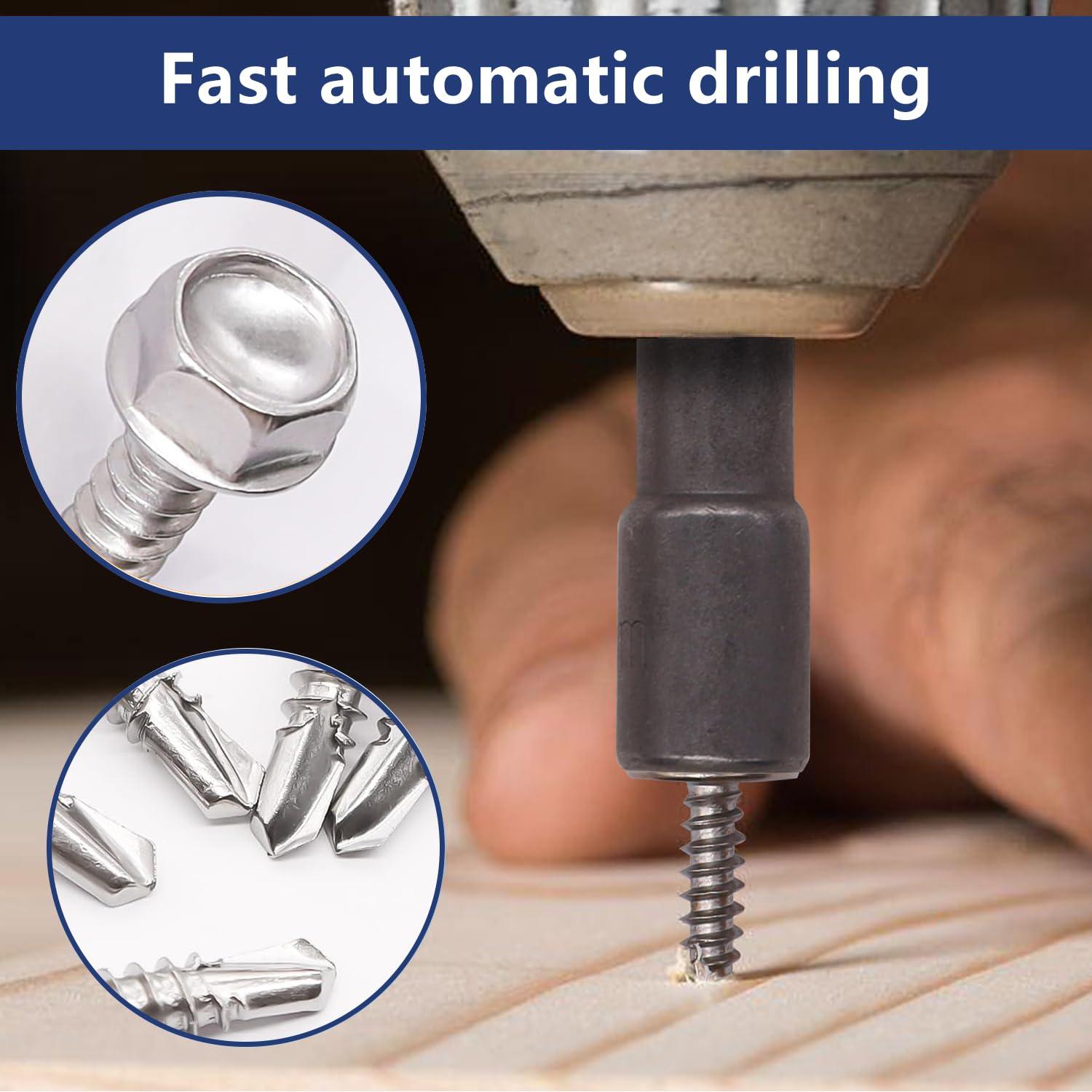 Kit 110 Tornillos Autoperforantes Acero Inoxidable 410 #8