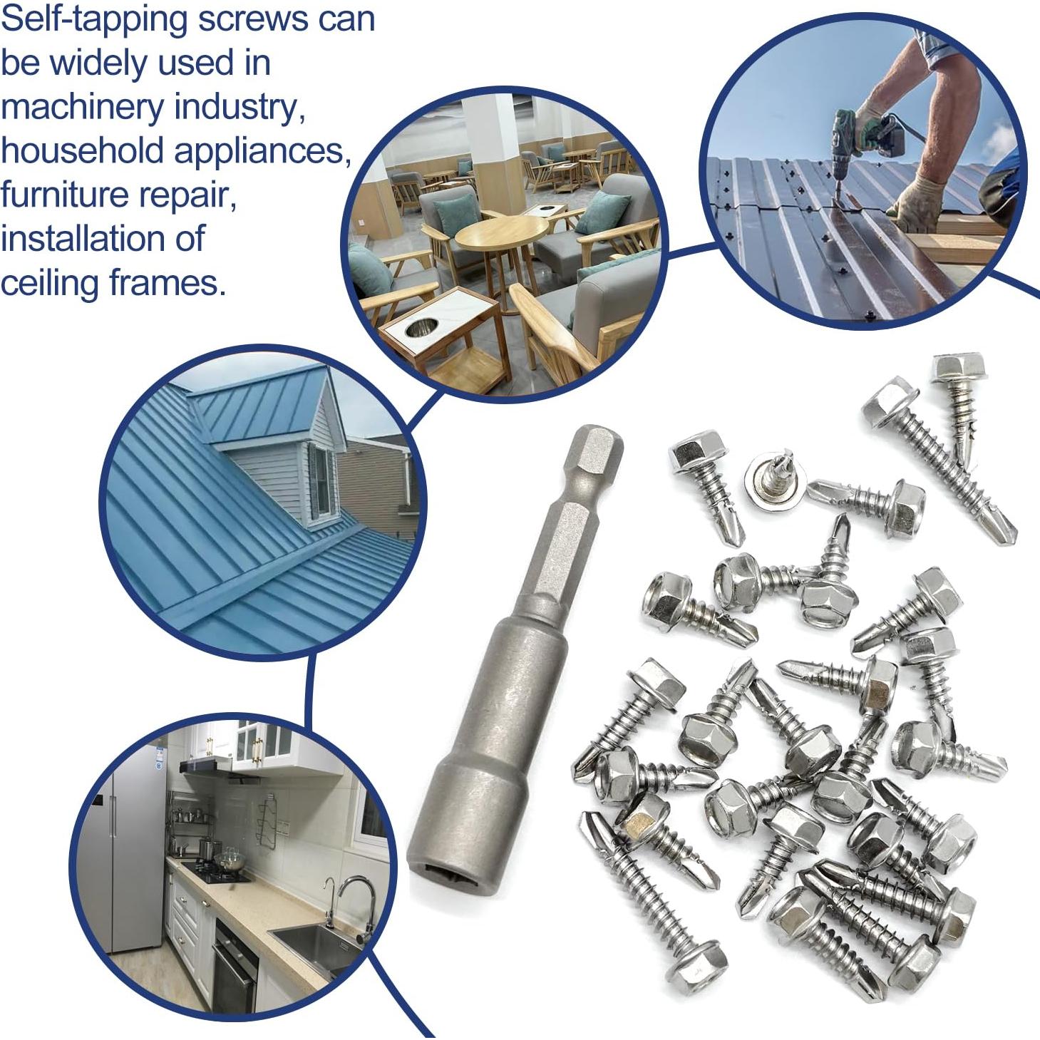 Kit 110 Tornillos Autoperforantes Acero Inoxidable 410 #8