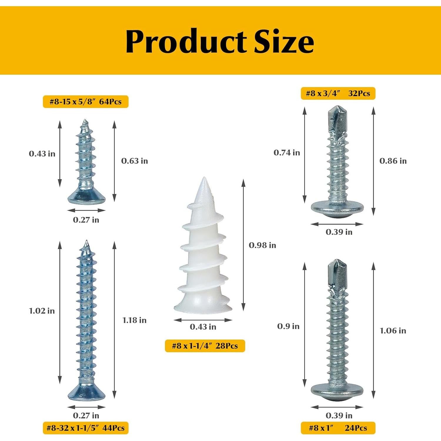 Kit 192 Tornillos Autoperforantes IROCRASPI para Paneles de Yeso