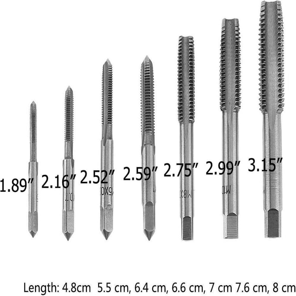 Juego de 7 Machos de Rosca M3 a M12 Fongmore Acero HSS