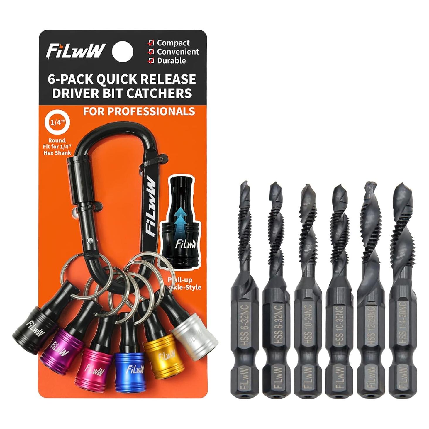 Juego de 6 brocas y machos HSS con portabrocas FiLwW