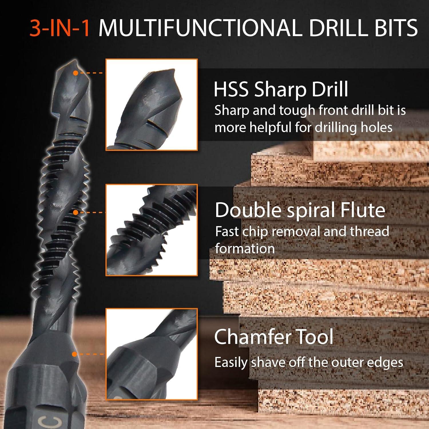 Juego de 6 brocas y machos HSS con portabrocas FiLwW