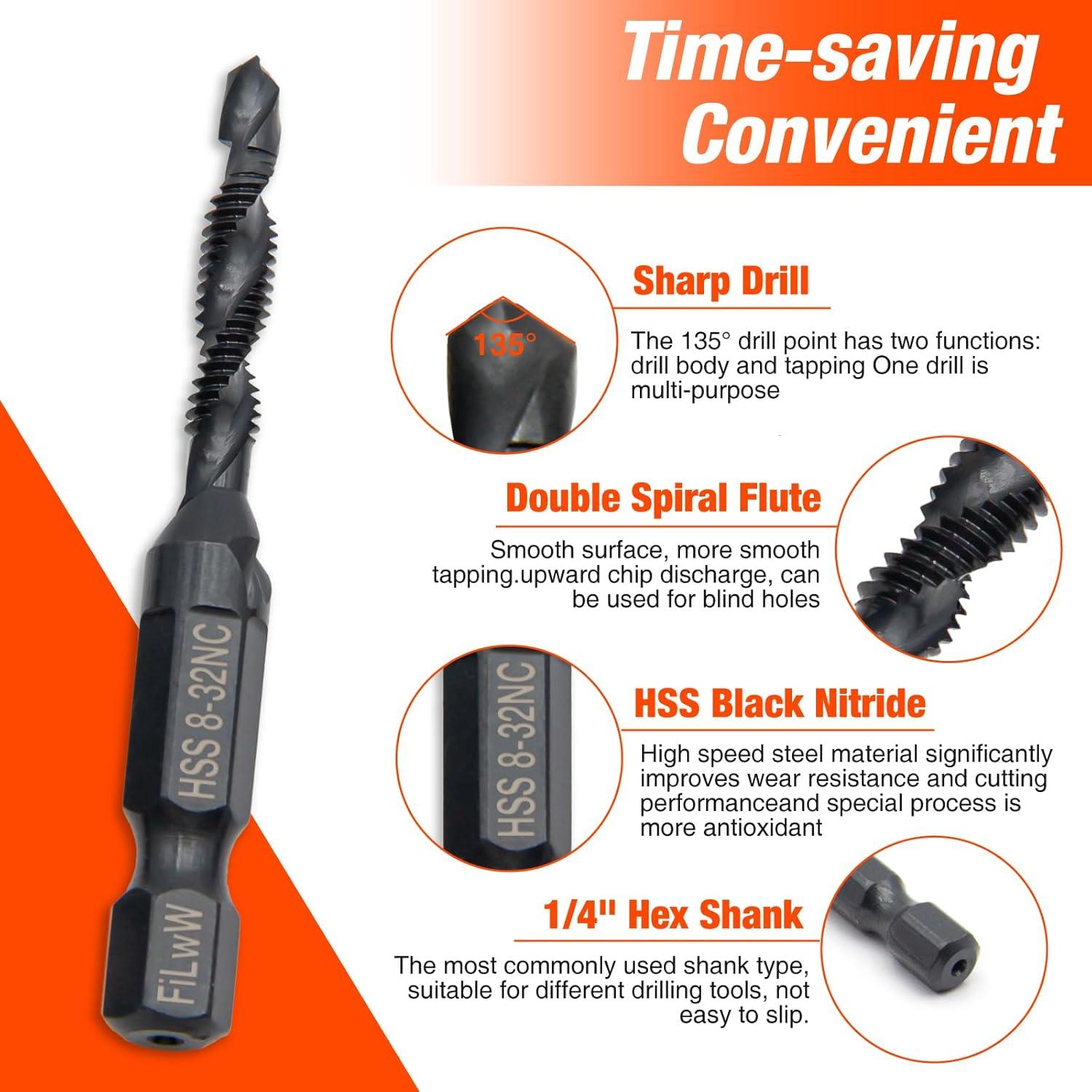 Juego de 6 brocas y machos HSS con portabrocas FiLwW