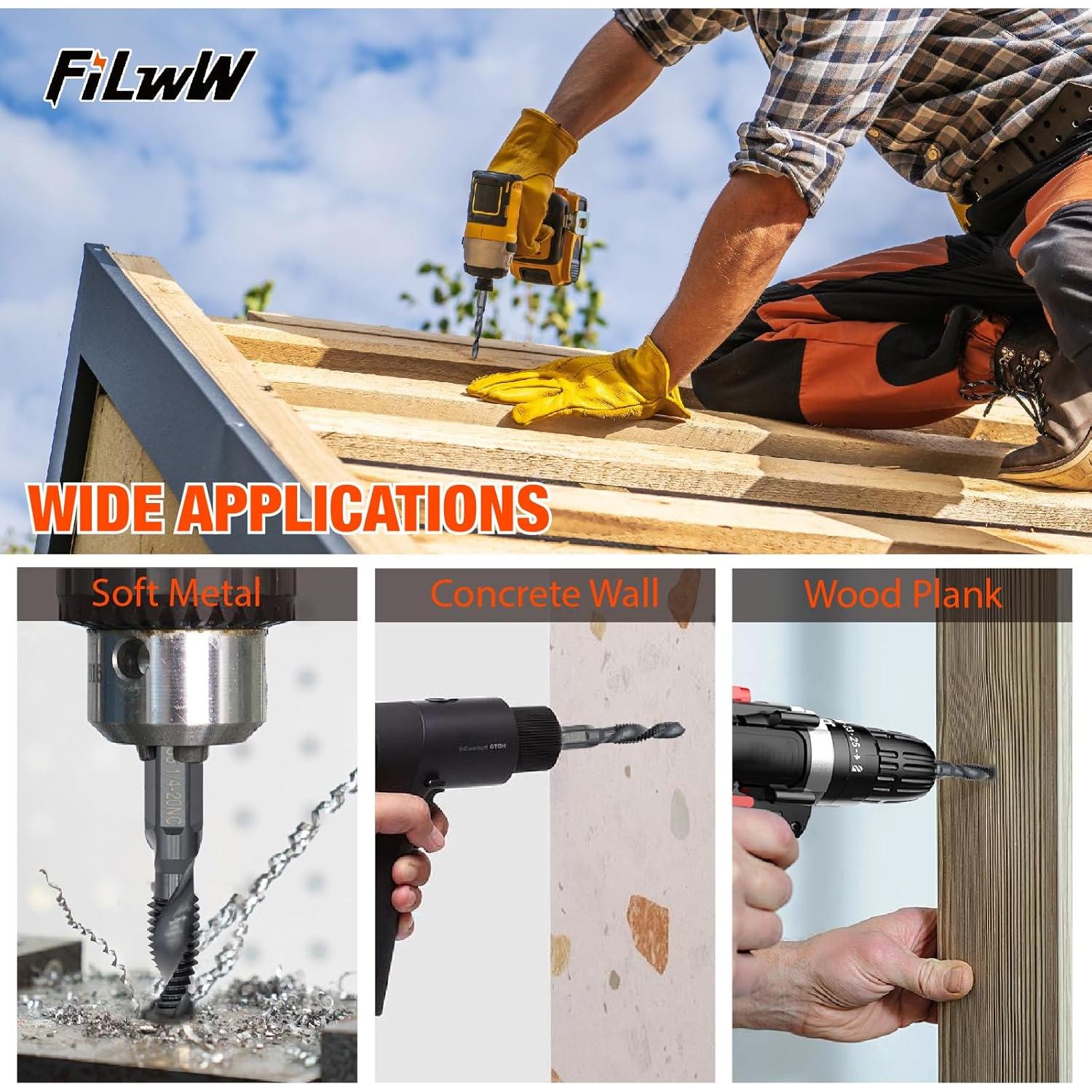 Juego de 6 brocas y machos HSS con portabrocas FiLwW