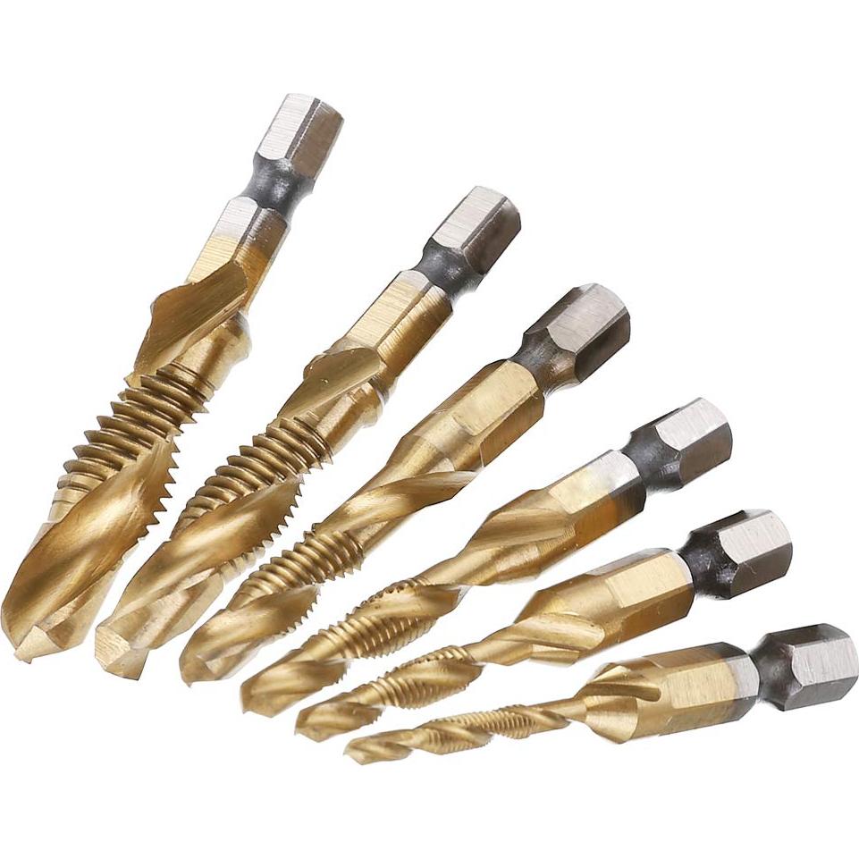 Juego de Brocas y Machos Yakamoz 6Pcs HSS Titanio M3-M10