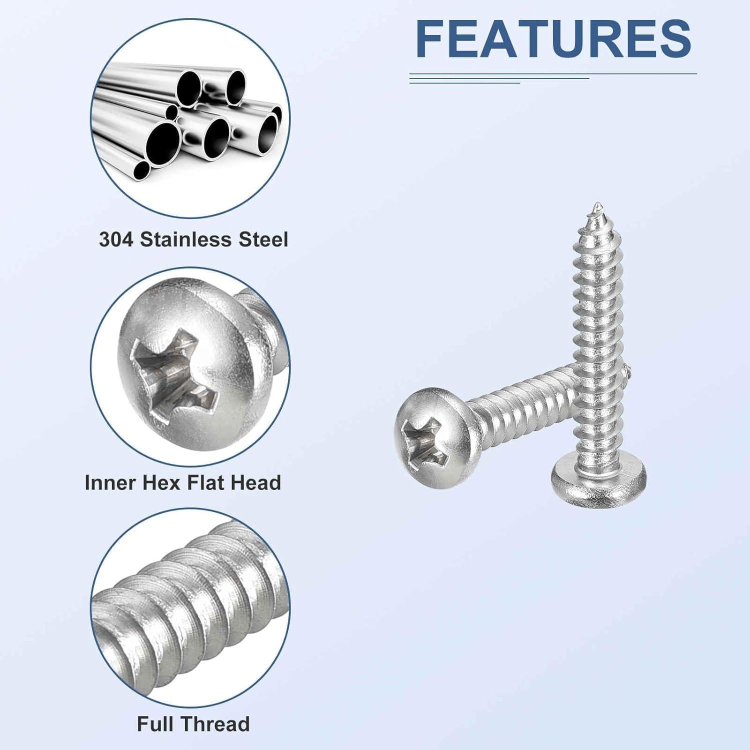Kit de Tornillos Autoperforantes de Acero Inoxidable 304 - 510 Pcs