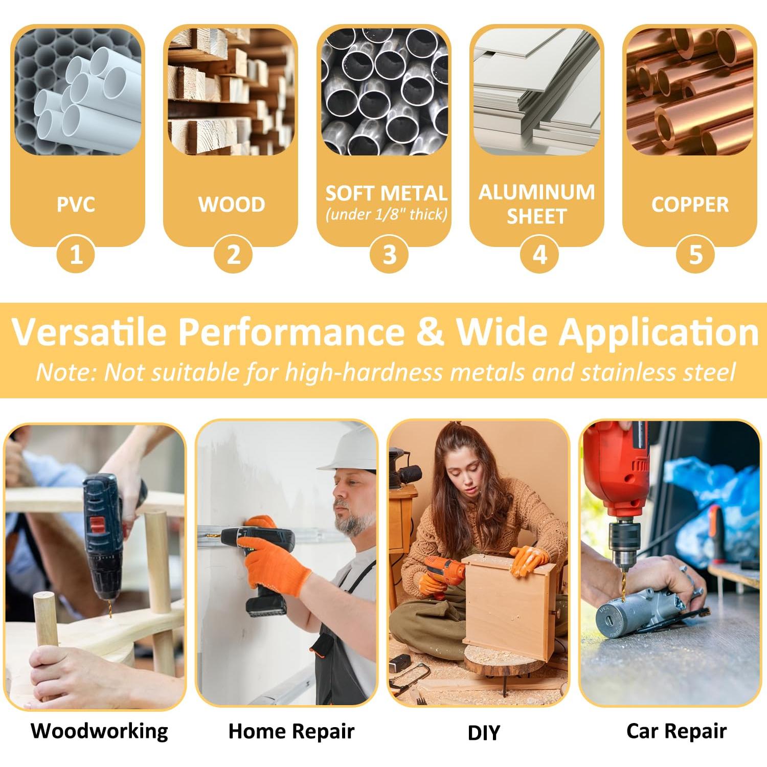 Juego de Brocas y Machos de Rosca Titanio 6 Piezas HSS 4341