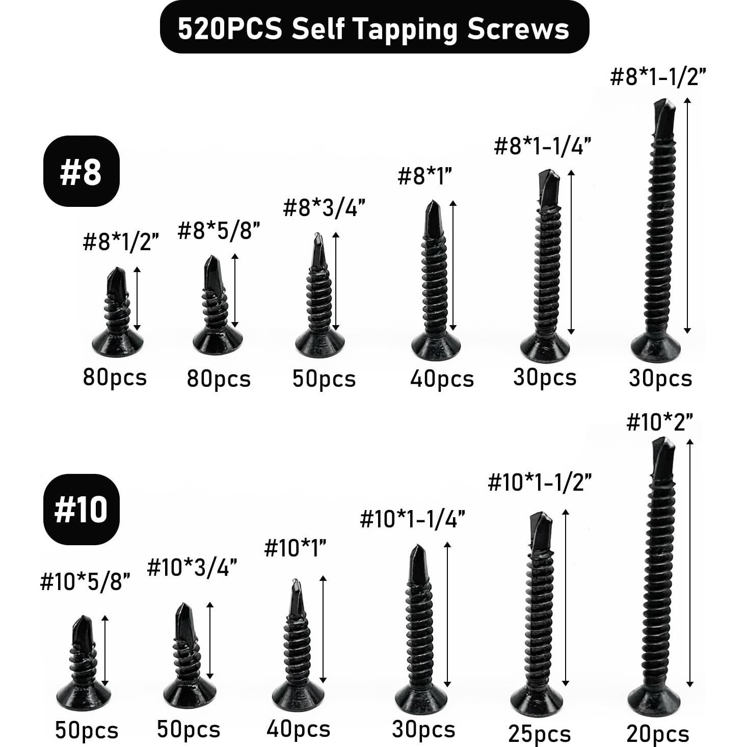 Kit de Tornillos Autorroscantes SIAOKL 525 Piezas Acero Inoxidable