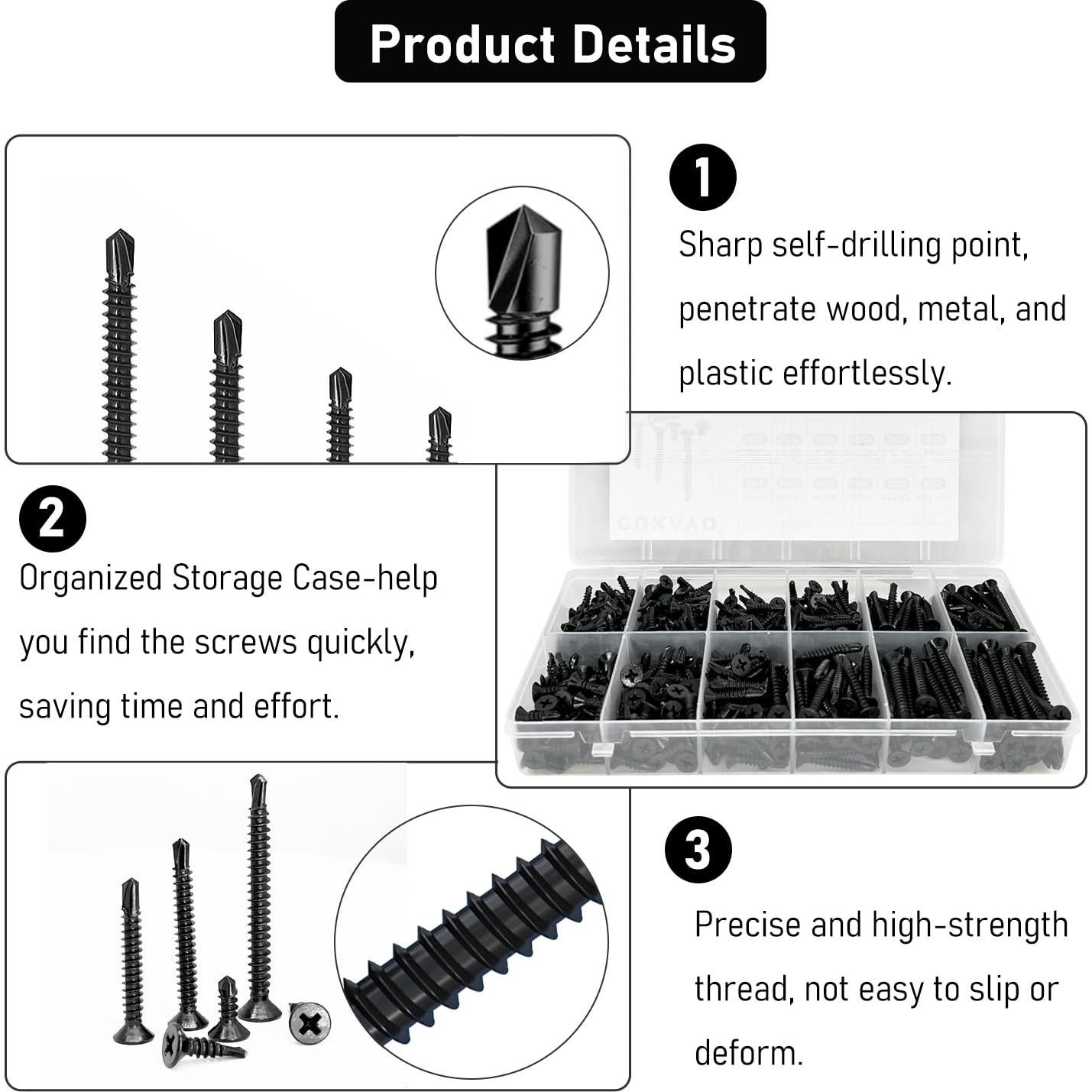Kit de Tornillos Autorroscantes SIAOKL 525 Piezas Acero Inoxidable