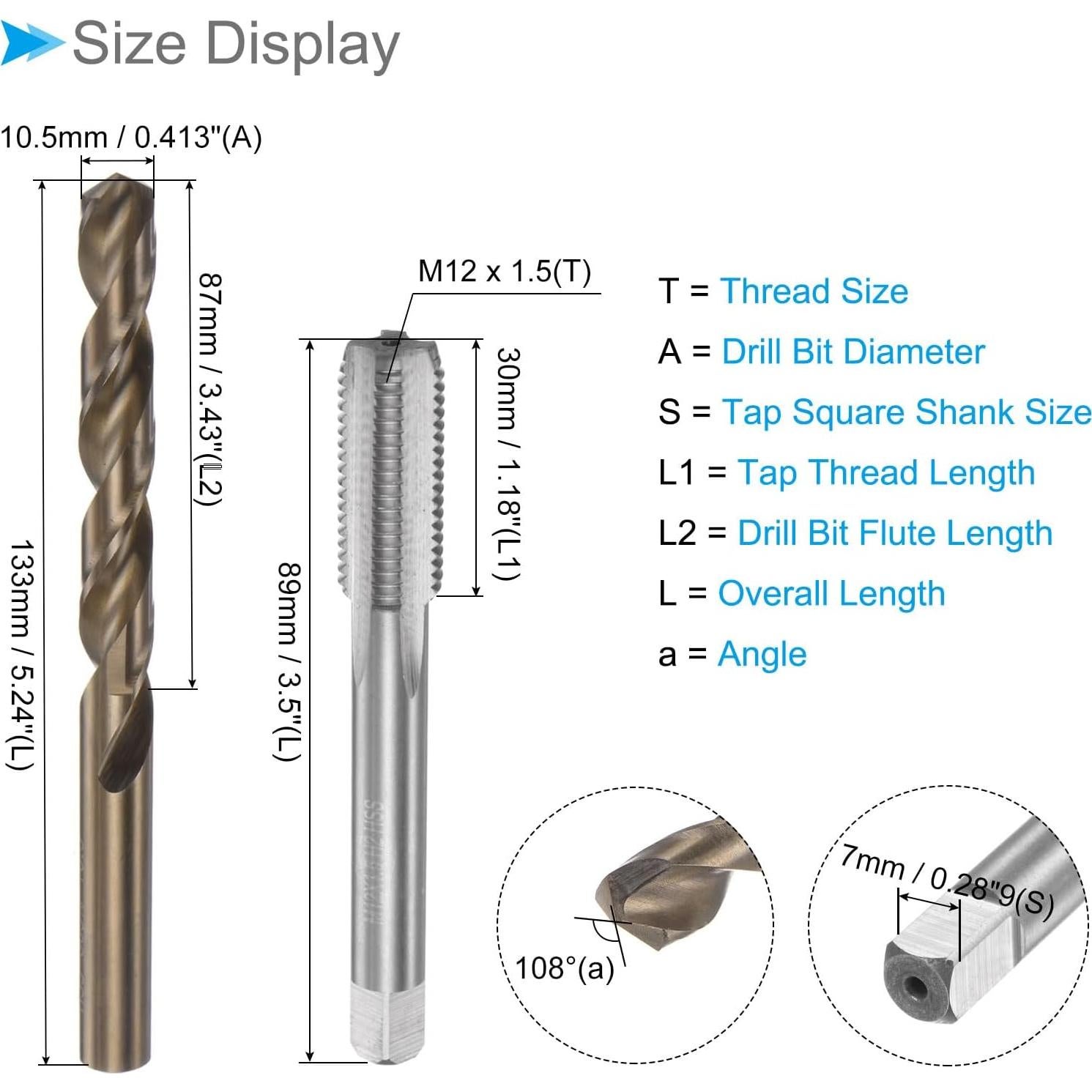 Juego de Brocas y Machos CoCud M12 x 1.5 10.5mm para Roscas
