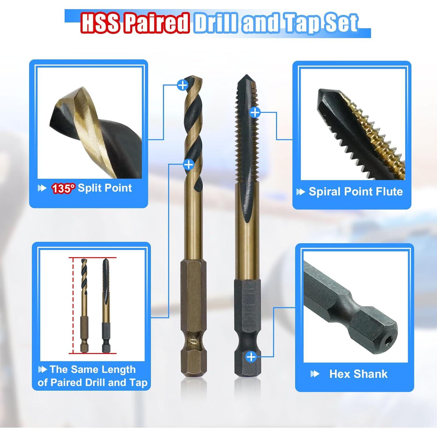 Juego de Brocas y Machos de Rosca Hexagonales 10 Piezas HighFire