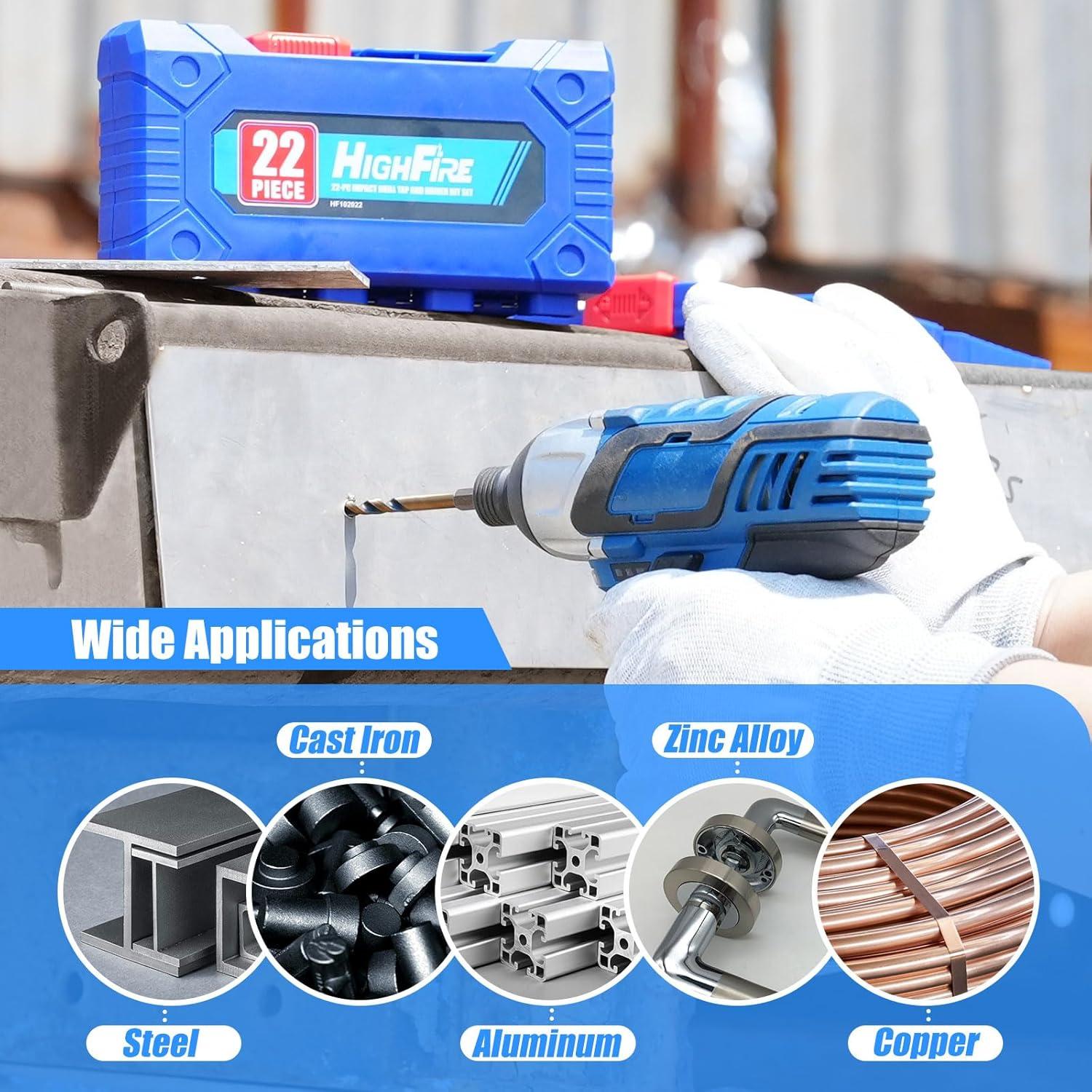 Juego de Brocas y Machos de Rosca Hexagonales 10 Piezas HighFire