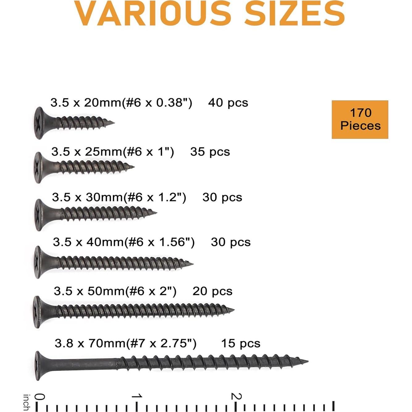 Kit de Tornillos para Drywall binifiMux #6 #7 170 Pcs