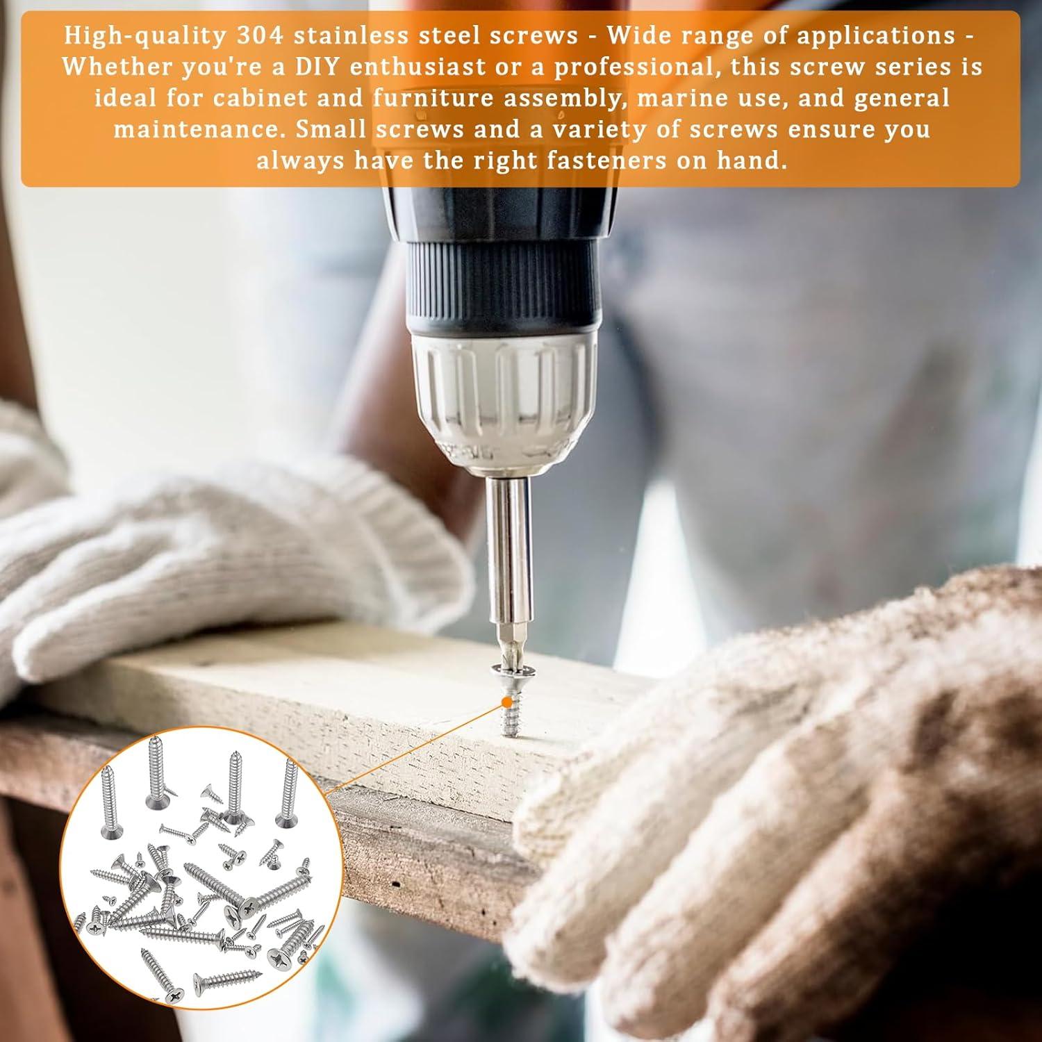 Juego de 435 Tornillos Autoperforantes Acero Inoxidable 304 M3-M6