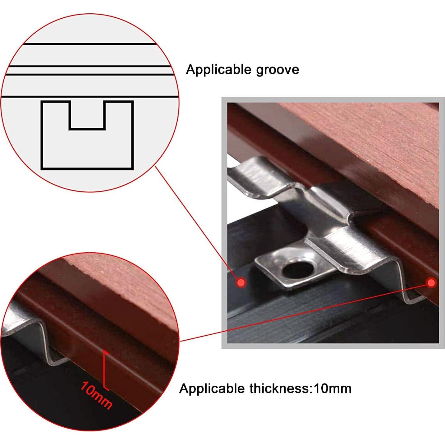 Clip de fijación oculto acero inoxidable Auto-plaza 100 unidades