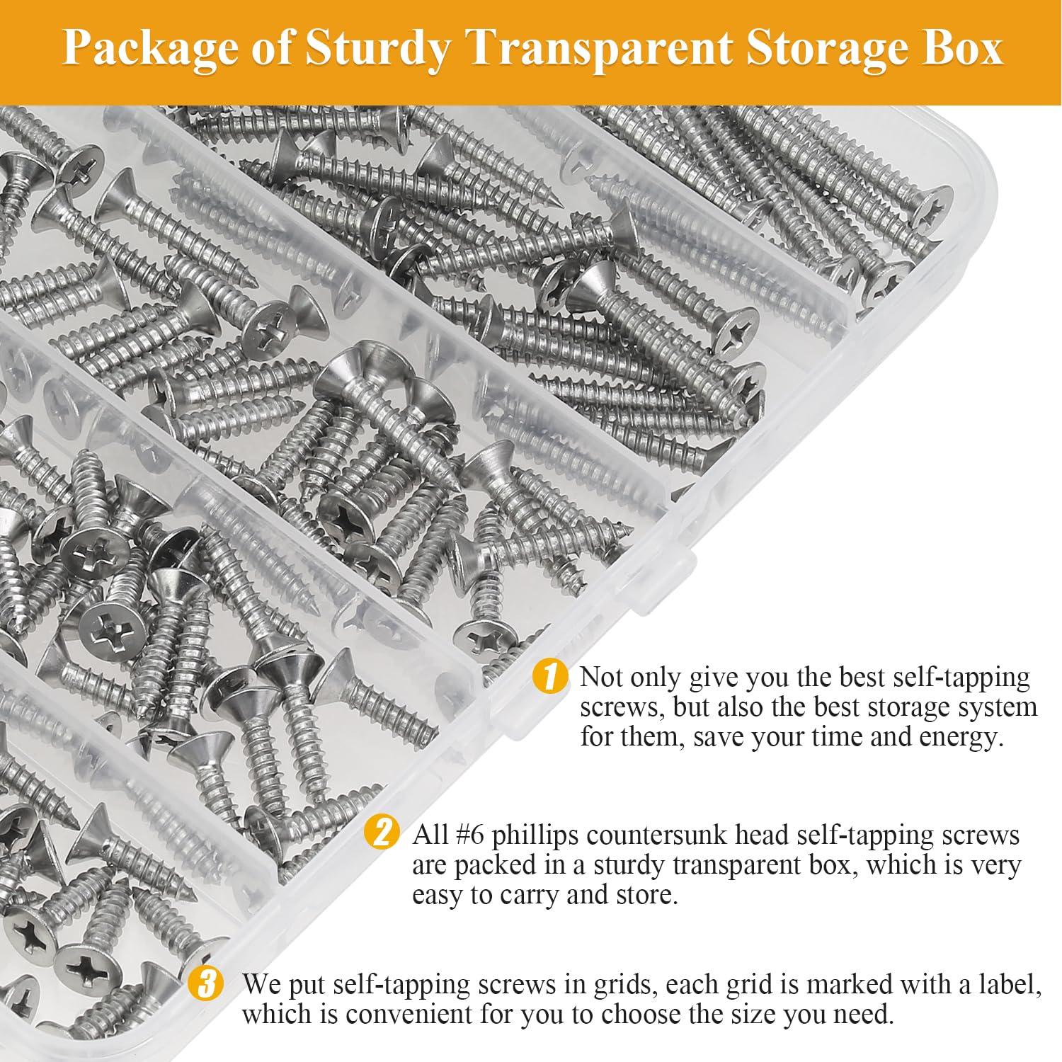 Juego de Tornillos de Madera Sutemribor 165 Piezas #6 Phillips