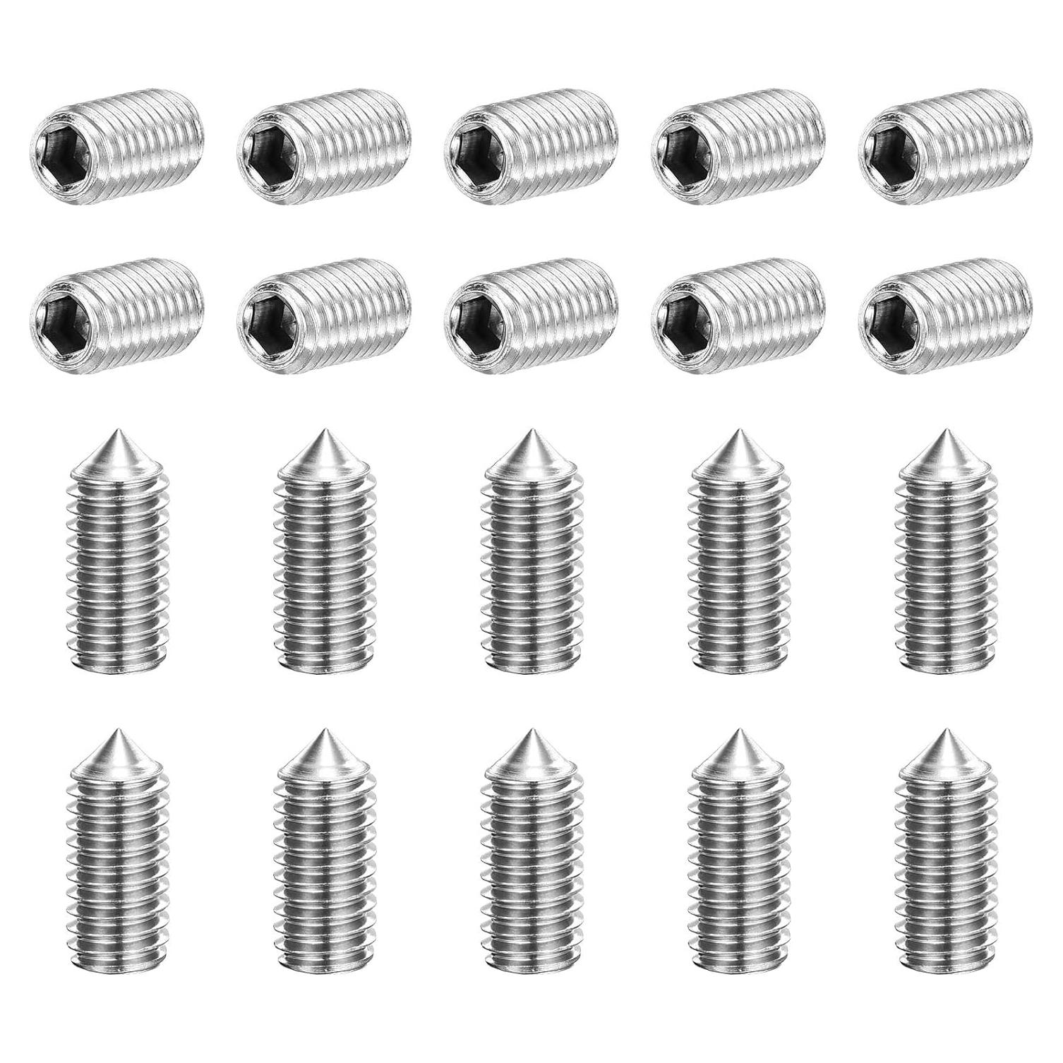 Juego de Tornillos Grub M6x12mm uxcell Acero Inoxidable 20Pcs
