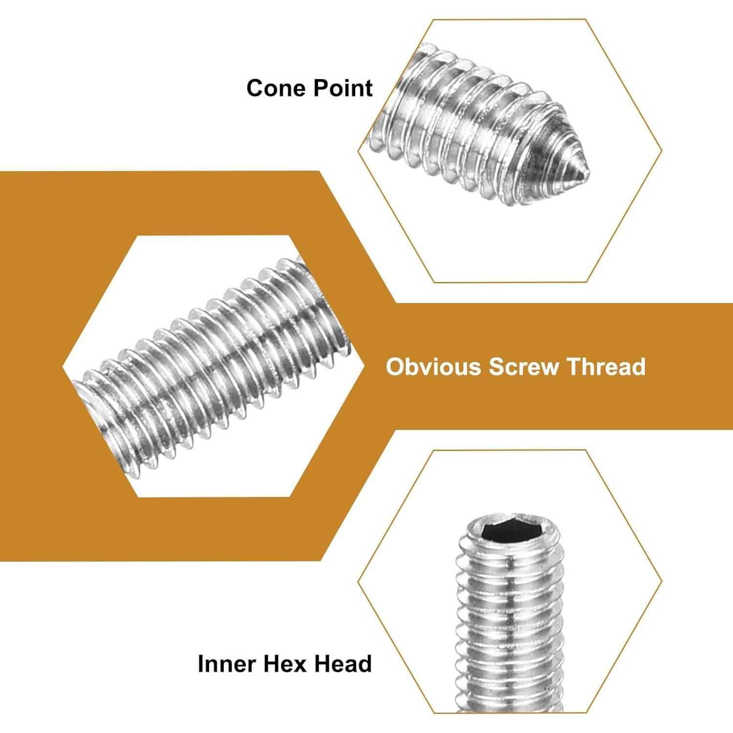 Juego de Tornillos Grub M6x12mm uxcell Acero Inoxidable 20Pcs
