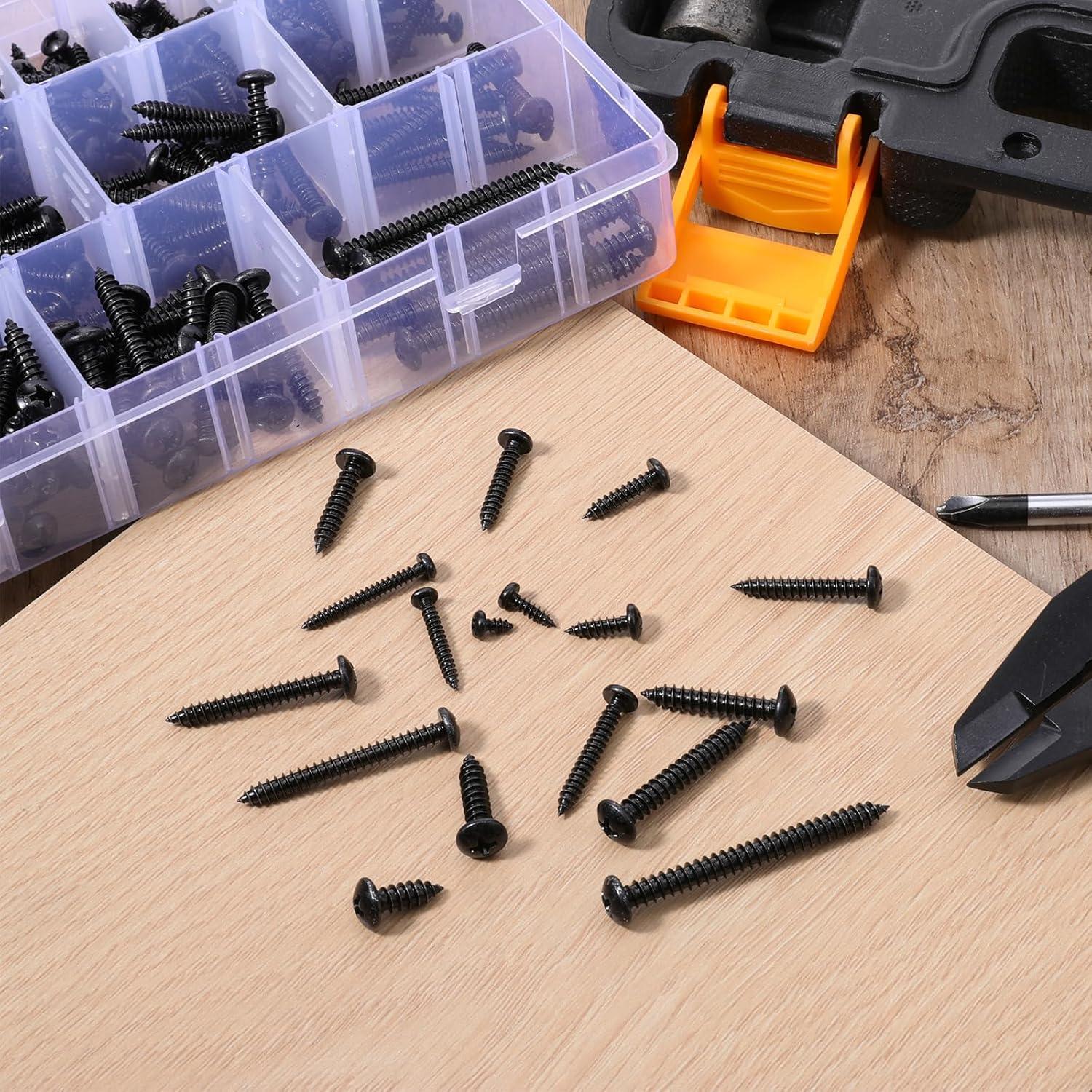 Kit de Tornillos de Madera COMNICO 460 Pcs Acero Inoxidable Negro