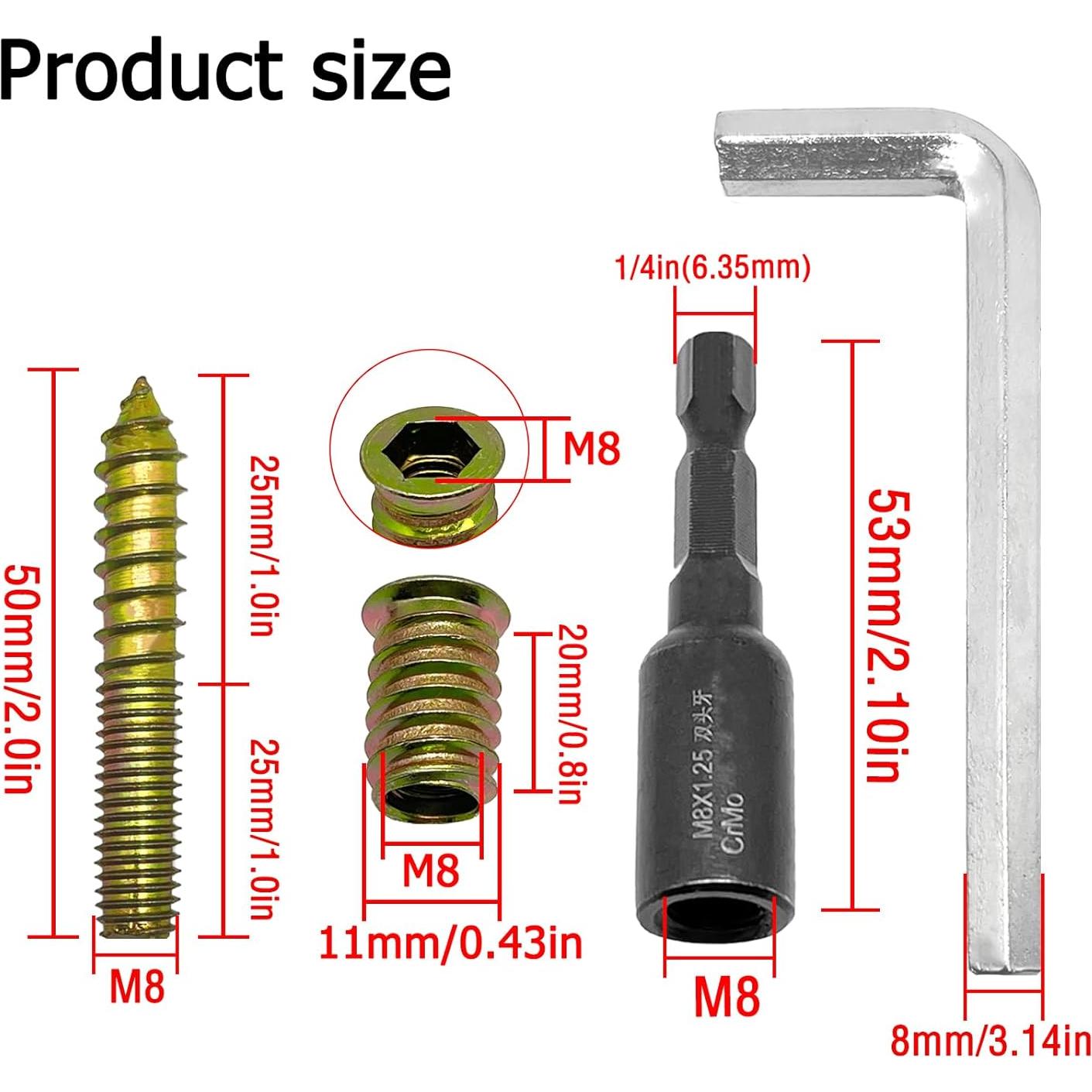 Conjunto de Muebles de Madera DGZ Store - 12 Juegos Tornillos M8