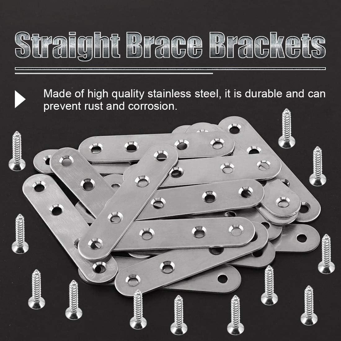 Glarks Soportes Planos Rectos Acero Inoxidable 80mm 20 Pcs