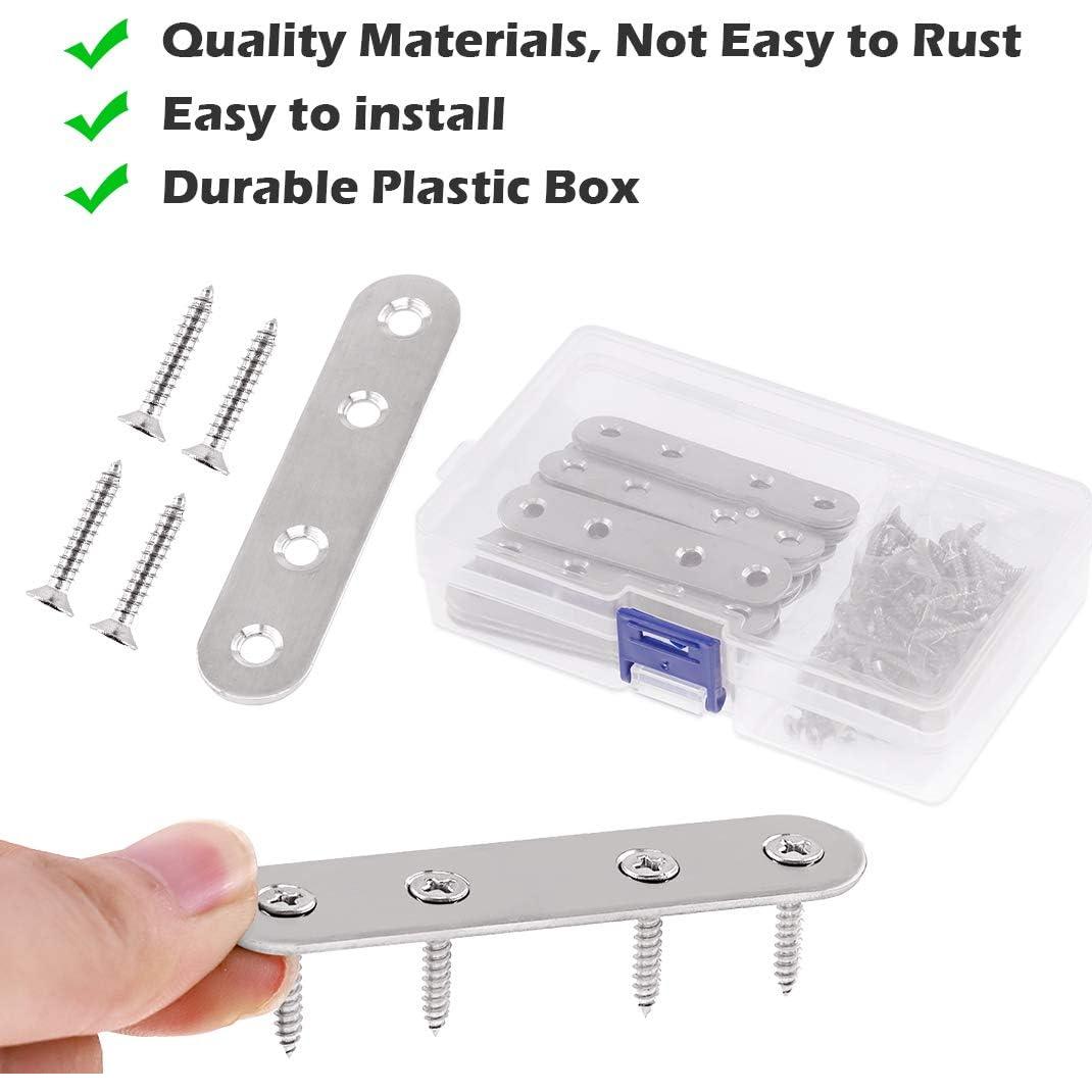 Glarks Soportes Planos Rectos Acero Inoxidable 80mm 20 Pcs