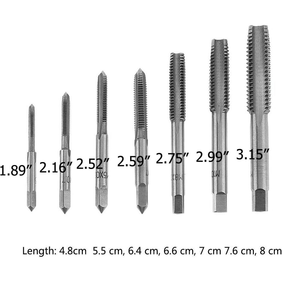 Juego de 7 Machos de Rosca Métrica QISF M3-M12 Acero