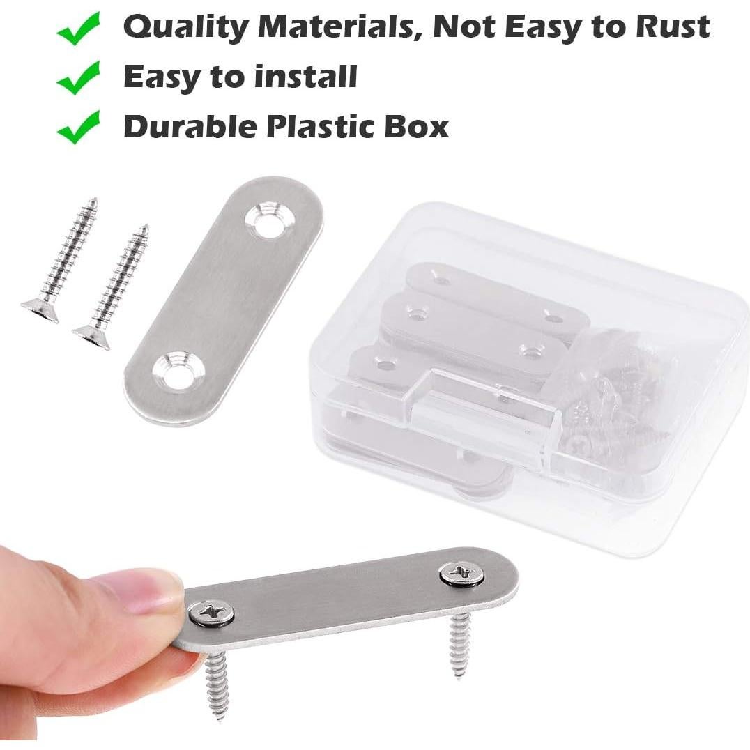 Glarks Soportes Planos Rectos de Acero Inoxidable 60mm - 20 Pcs