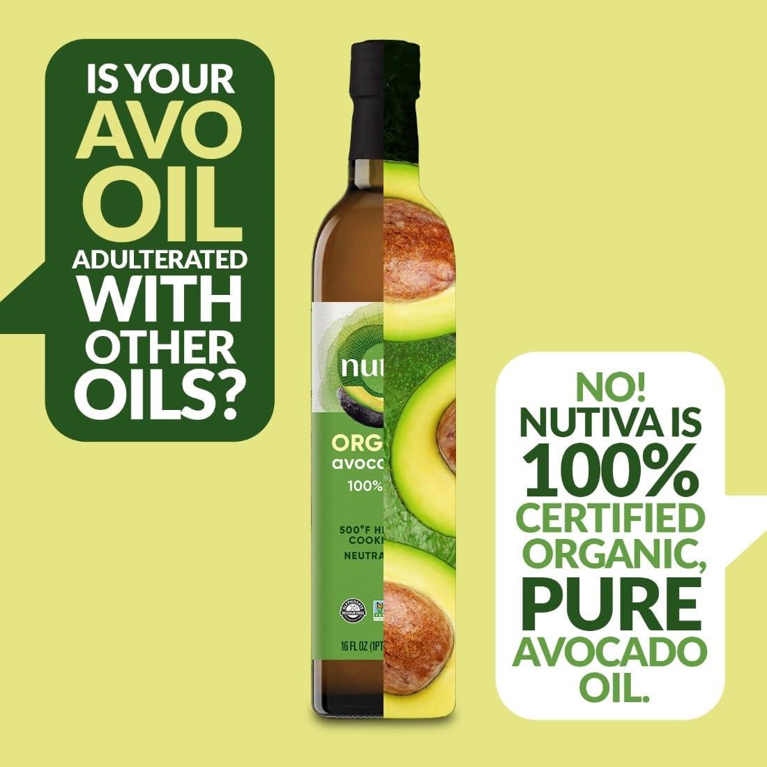 Aceite de Aguacate Orgánico Nutiva 473 ml 100% Puro Neutro