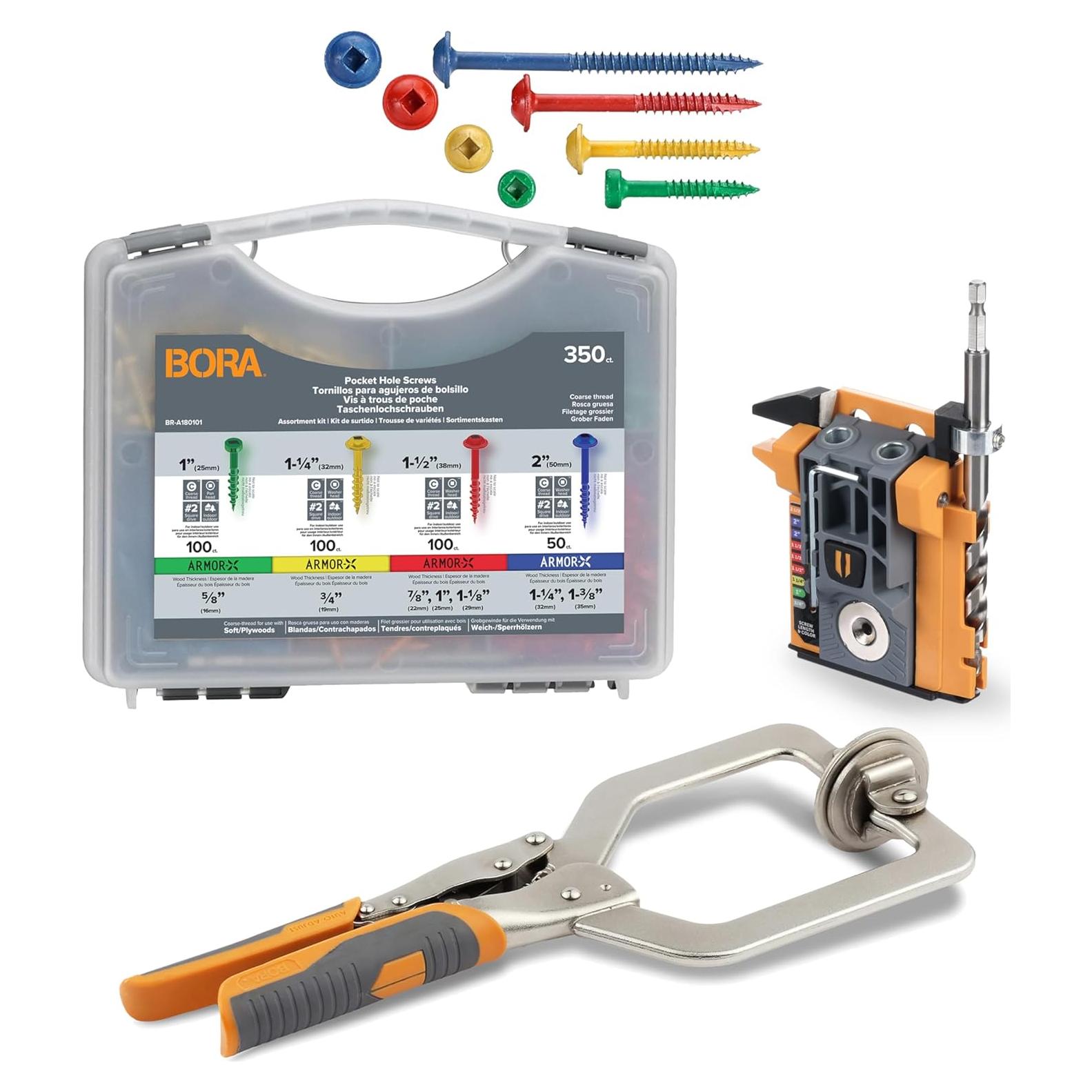 Kit de Plantilla de Agujeros Pocket BORA Mini con 350 Tornillos