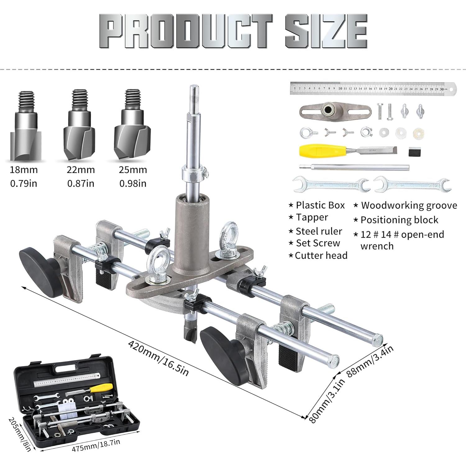 Kit de Mortajado de Cerradura de Puerta Aigreat 3 Cortadores