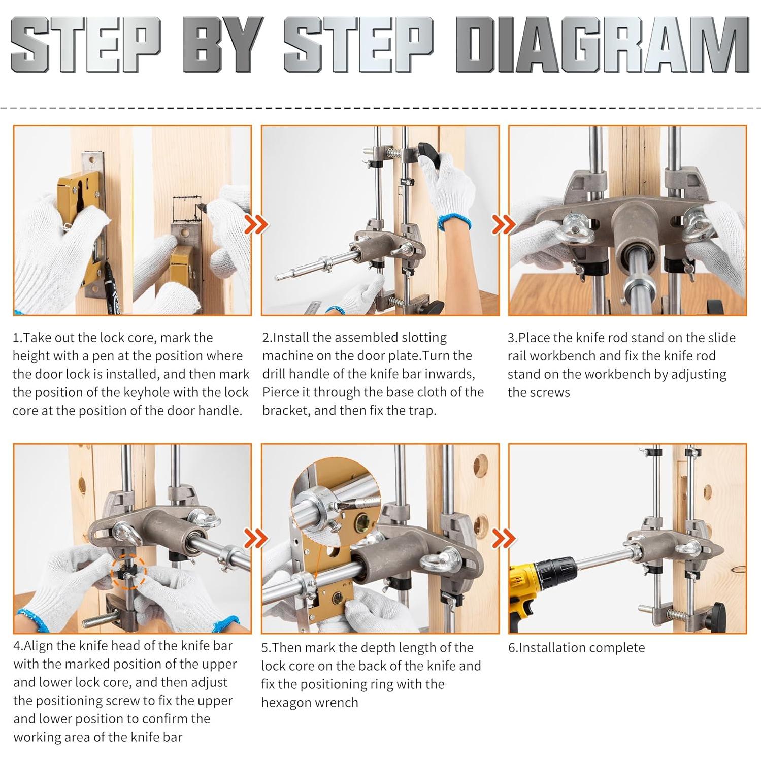 Kit de Mortajado de Cerradura de Puerta Aigreat 3 Cortadores