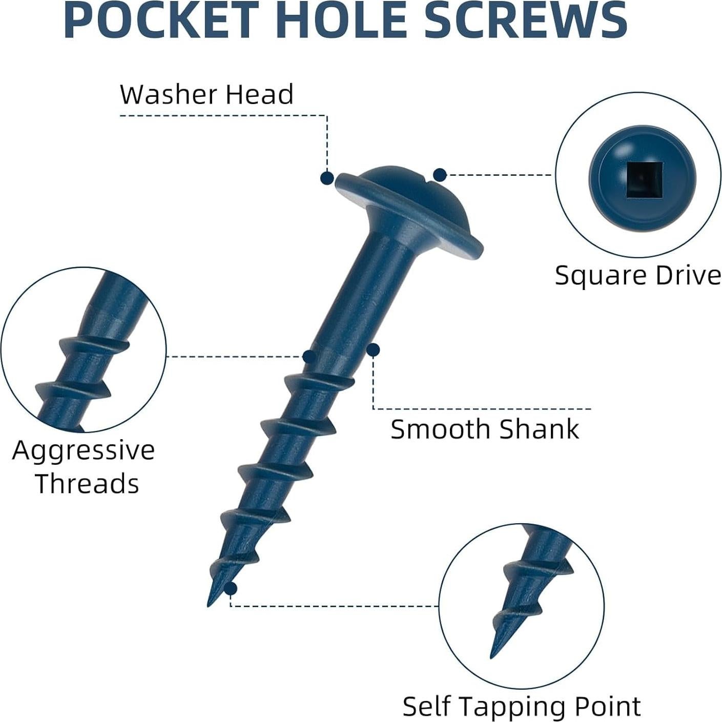 Tornillos de Agujero de Bolsillo WELLOCKS #8x32mm 500PCS Azul