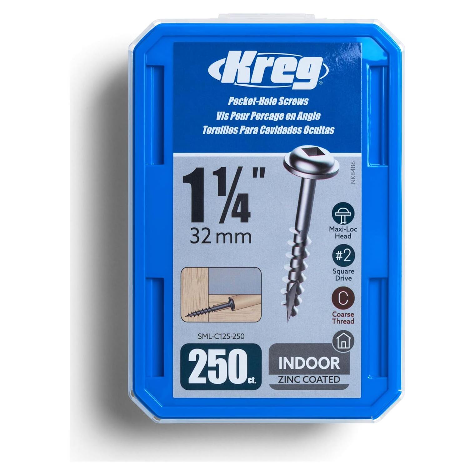 Tornillos de bolsillo Kreg SML-C125-250 Zinc 1.25" #8 - 250 unidades