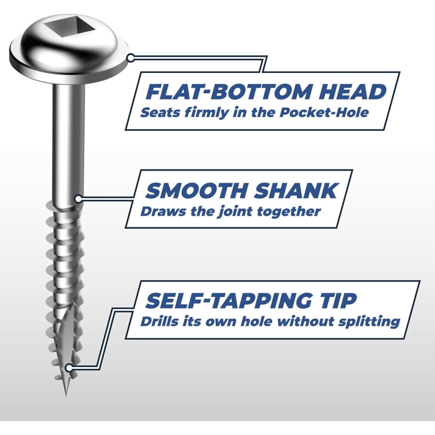 Tornillos de bolsillo Kreg SML-C125-250 Zinc 1.25" #8 - 250 unidades