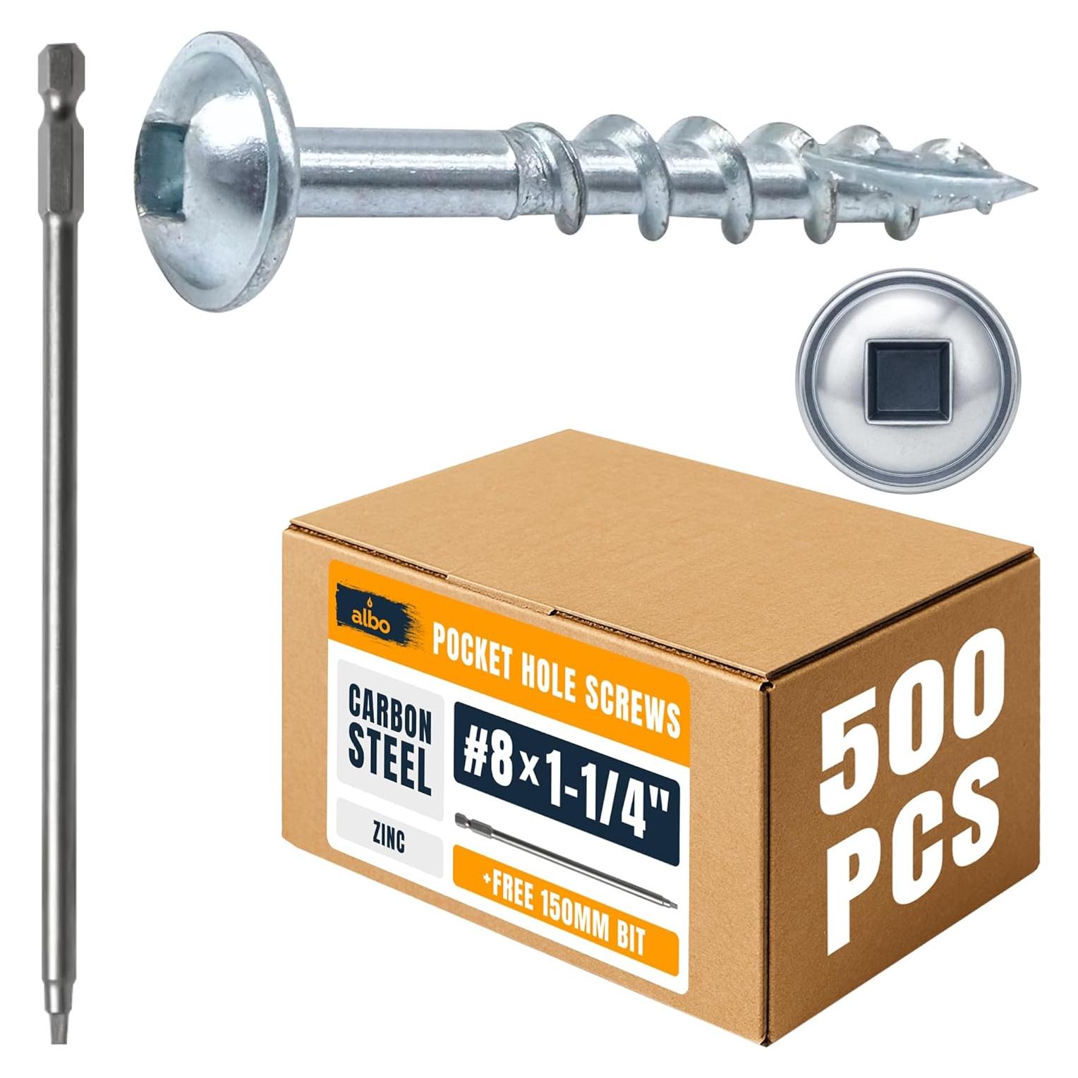 Tornillos para Agujeros de Pocket Albo #8 x 32 mm 500 PCS Acero Zincado